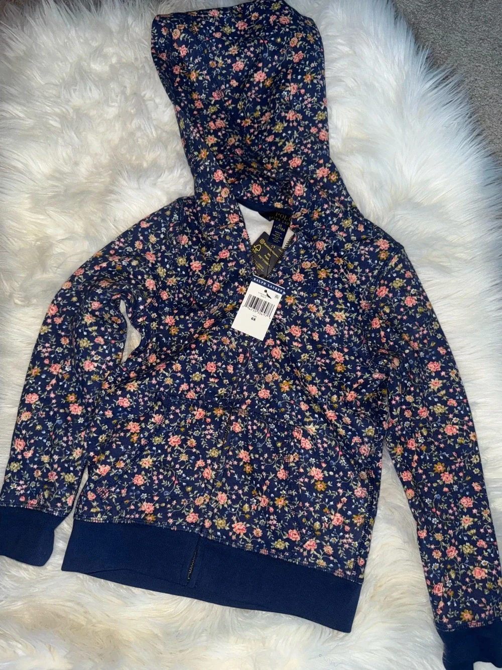 Girls Navy Floral Hoodie and coordinating joggers by Polo Ralph Lauren set